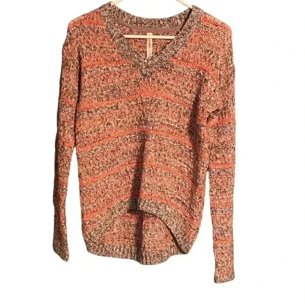 Aeropostale Striped Heather V Neck Pullover Sweater